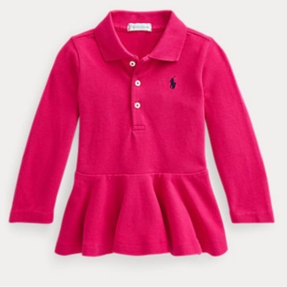 Ralph Lauren Cotton‎ Mesh Peplum Polo Shirt Pink size 18 Months
